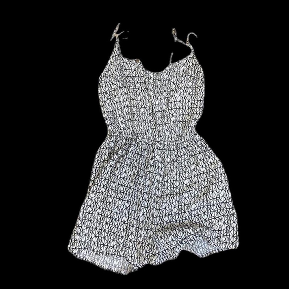 black and white geometric pattern romper